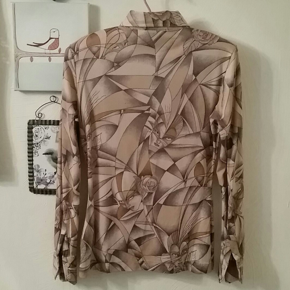 Vintage Artsy Stretch Blouse M - Picture 2 of 3